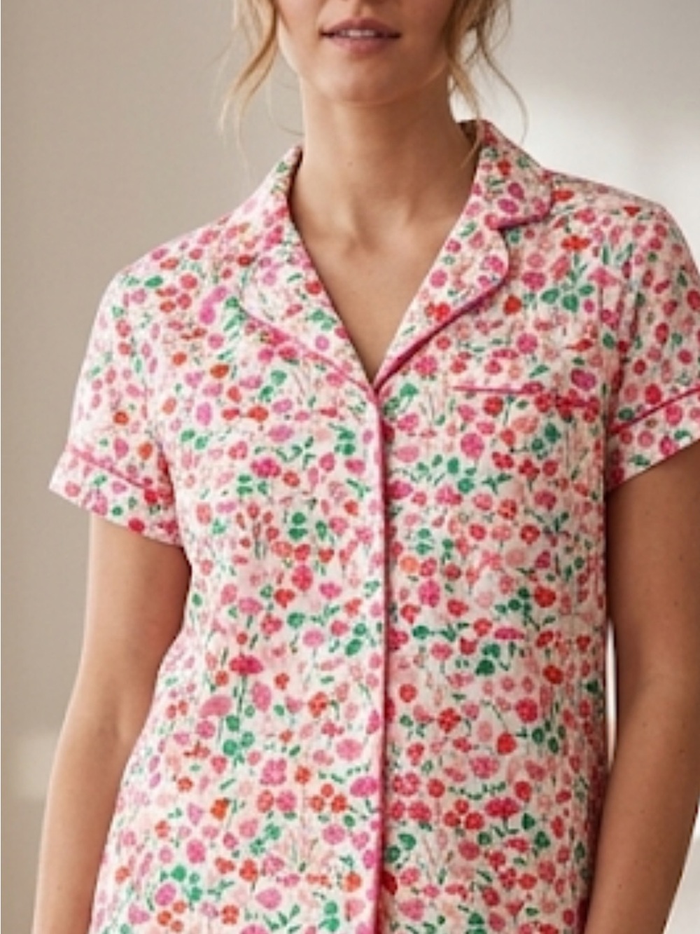 kate spade Pink Floral Short-Sleeve Button Pajama Set - Picture 2 of 3